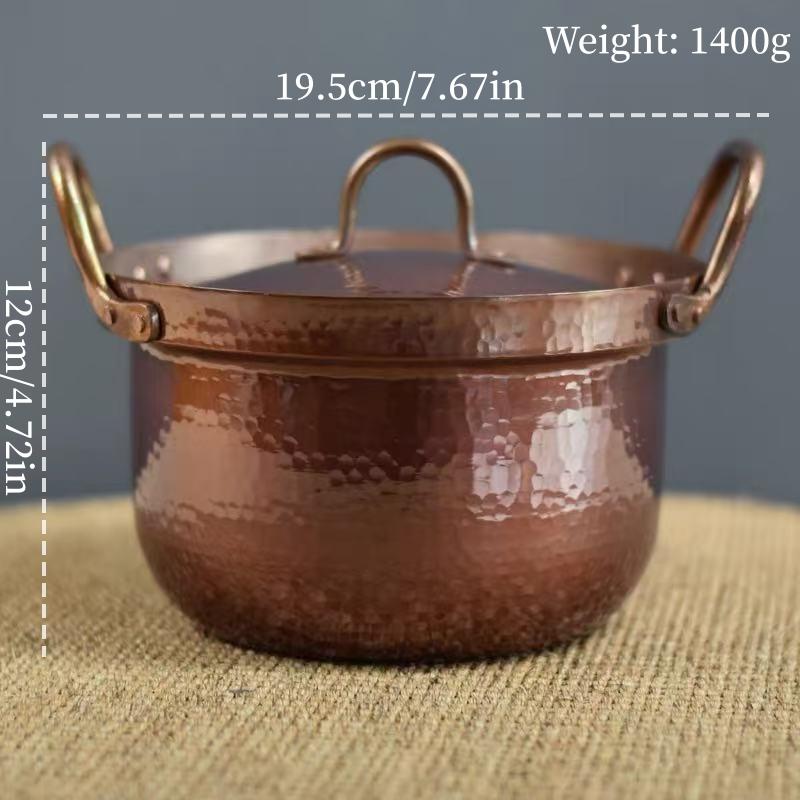 

Медный горшок ручной работы, Утварь для приготовления хот-пота, для варки, тушения и приготовления рагу с пастой, С крышкой 16,5 см, Портативные ручные горшки