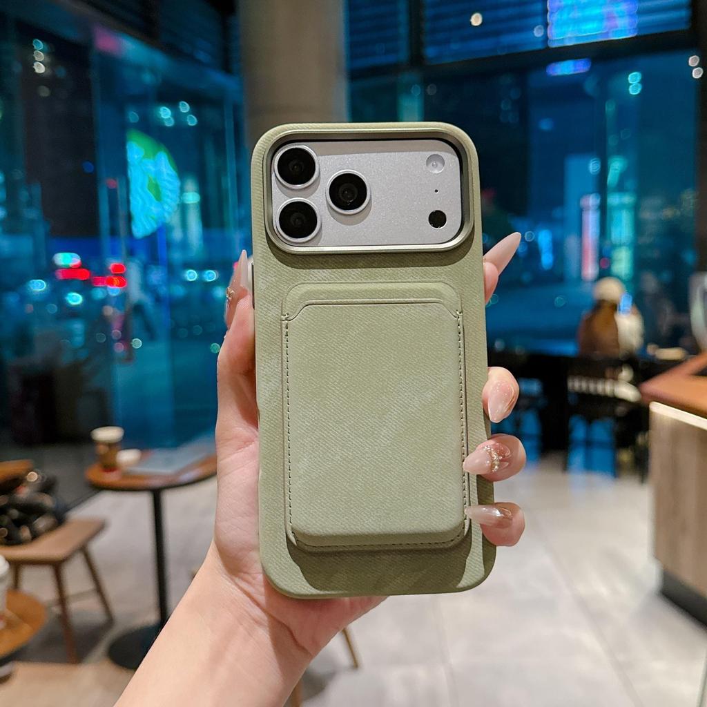 Apple 17 Pro/Pro Max Leather Flannel Phone Case with Magnetic Card Holder
