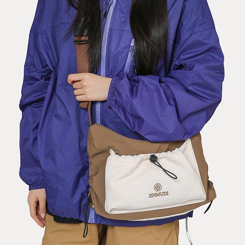 Commuter Pleated Hobo Bag Women's Large Capacity Waterproof Nylon Crossbody Bag Men's Shoulder Bag