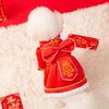 New Year's dog clothes big bow festive velvet thickened New Year's cotton coat red teddy bear pet winter dress