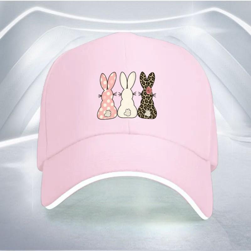 Cute Bunny Print Baseball Cap Polyester Adjustable Casual Hat for Adult Unisex Outdoor Sports