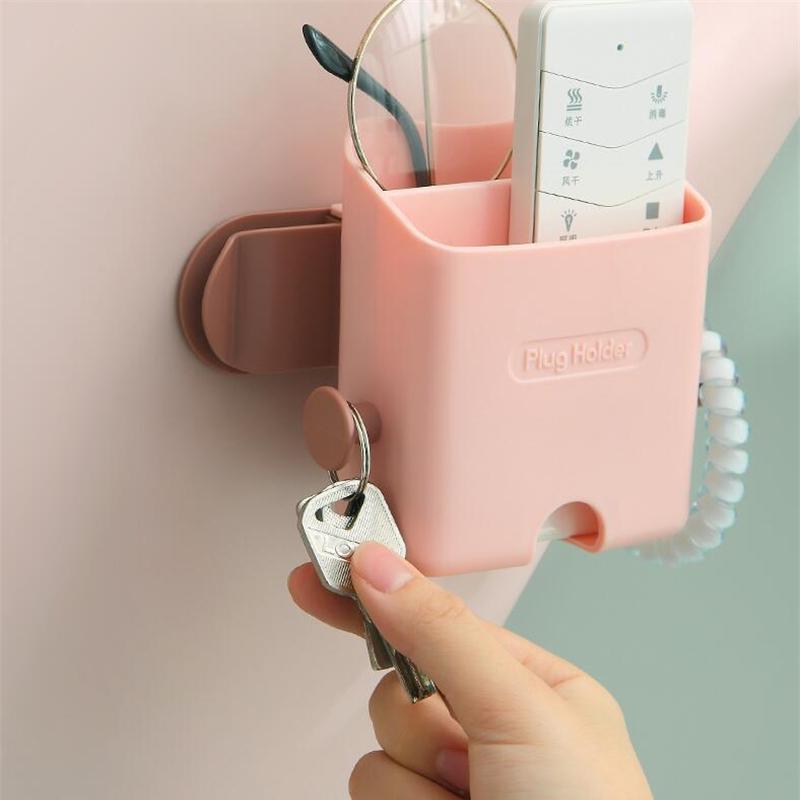 Punch-Free Wandhalterung für Mobiltelefone, Fernbedienungs-Organizer, Aufbewahrungsbox, Wandhalterung zum Aufladen des Telefons, Multifunktionshalterung