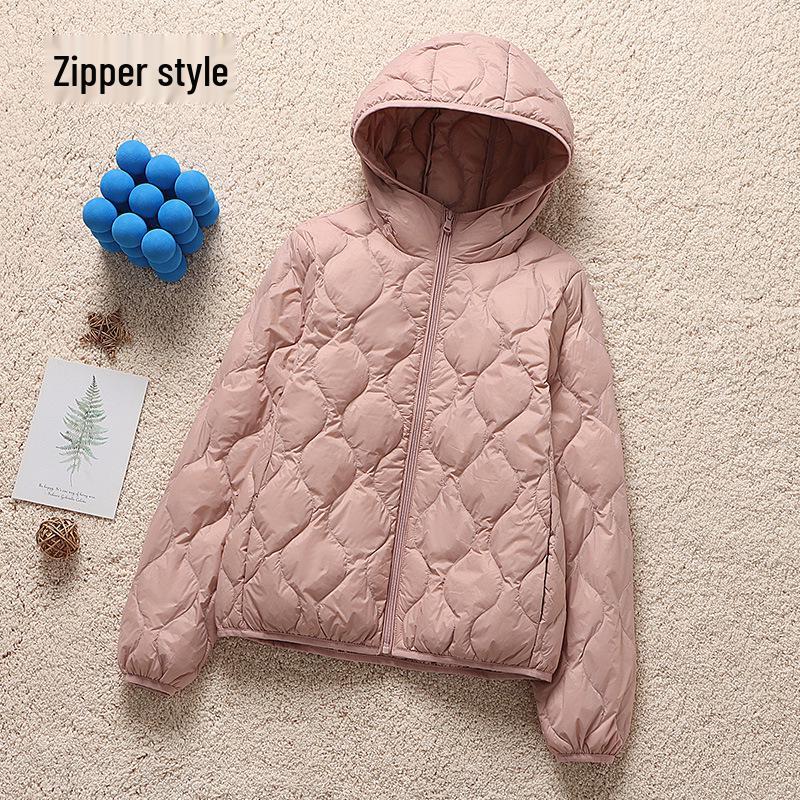 2025 Herbst/Winter Damen Kapuzen-Leichtdaunenjacke - Langarm, Lässig, Warm, Koreanischer Modestil.