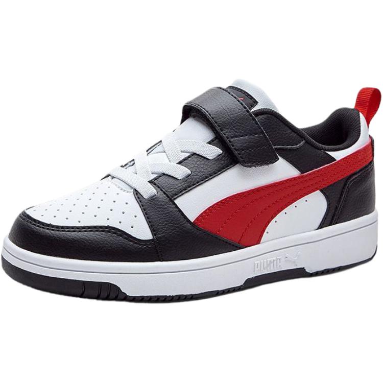 Puma Rebound V6 Lo Ac Versatile Comfortable Low-Top Kids Skate Shoes Kids Skate Shoes Black White Red 404316-02