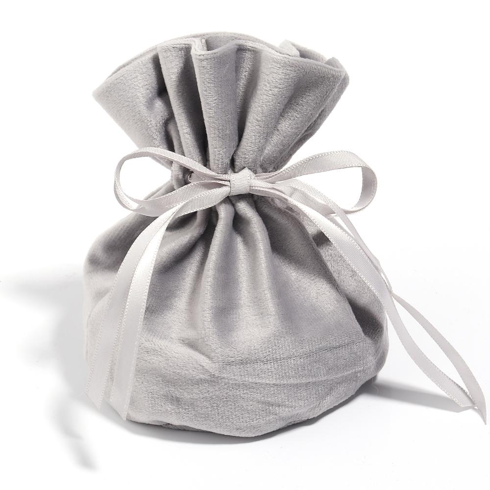 

1 Pc Velvet Drawstring Bag Jewelry Color Ribbon Storage Pouches for Wedding Party Candy Gift Packaging Bags Home Supplies сірий