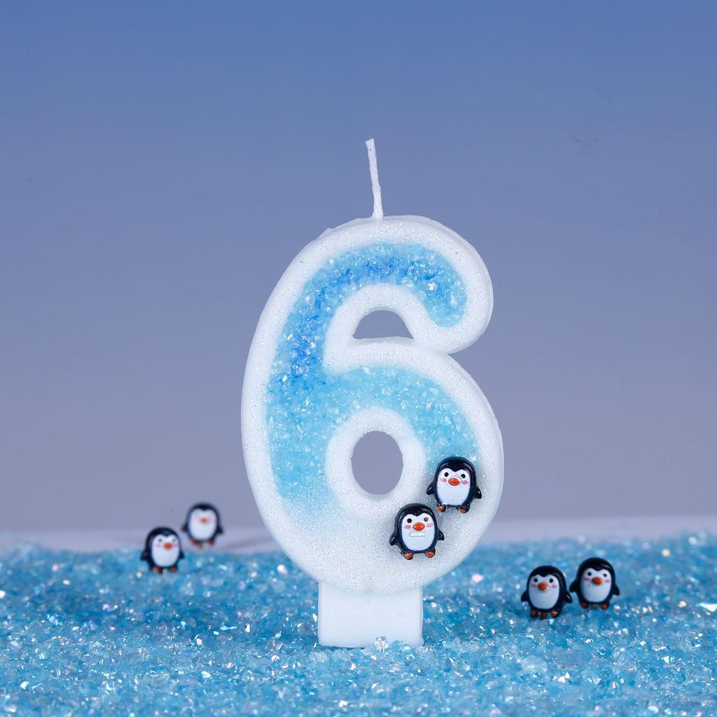 1PC Cute Penguin Birthday Number Candle 0-9 Number Candle for Birth Day Wedding Anniversary Antarctic Glacier Themed Party
