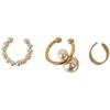 Korean Style Pearl Ear Cuff for Women - Retro Geometric Patchwork Earrings