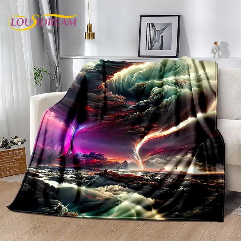 3D Natural ,Tornado, Cloud Soft Plush Blanket,Flannel Blanket Throw Blanket for Living Room Bedroom Bed Sofa Picnic Kids Office