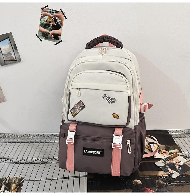 

Fashion, high value, contrasting colors, junior high school students schoolbags, girls large-capacity middle school students backpacks, fashion