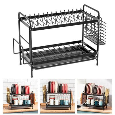 Yousheng Dish Drainer Rack with Drip Tray Large Capacity Easy Installation Multipurpose Kitchen Counter Dish Drying Rack Utensil Holder