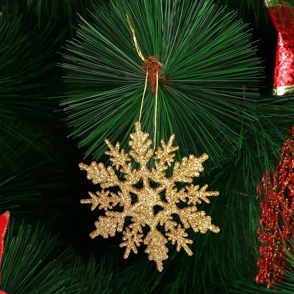12Pcs 7.5cm Vivid DIY Craft Charming Hanging pendant Festival Decoration Party Ornaments Glitter Snowflake Christmas Tree Decor