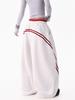 Women's Hip Hop Color Block Striped Sweatpants - Double Waistband, Baggy Fit for Spring/Autumn
