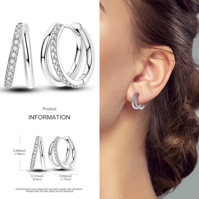 Boucles d'Oreilles Créoles en Argent 925 Zircon Coloré Boucles d'Oreilles Créoles Pavées Pour Femmes Filles Bijoux Cadeau