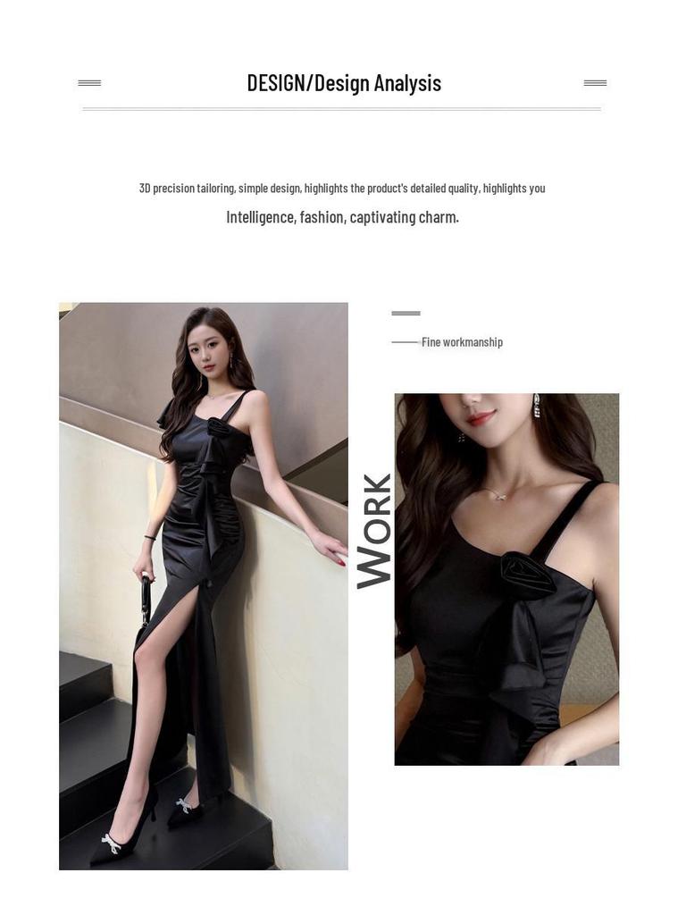 Elegant Spaghetti Strap Evening Gown for Massage Technicians
