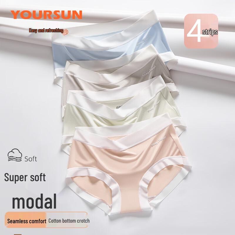 Yiershuang Women's Modal Seamless Briefs (4-Pack)