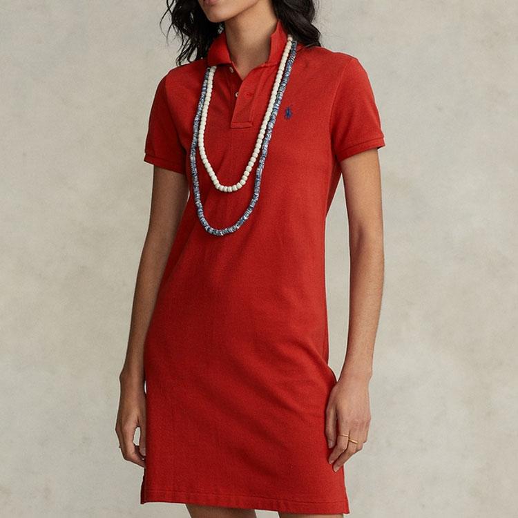 Polo Ralph Lauren Cotton Mesh Polo Dress Women Dresses Red WMPODRSNFA20227-600