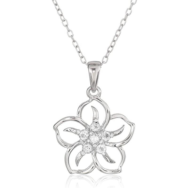 

Нежное ожерелье с цветочным кулоном Huitan с кристаллами CZ Partysu Fresh Neck Accessories для женщин, свадебных вечеринок, модные украшения 45cm