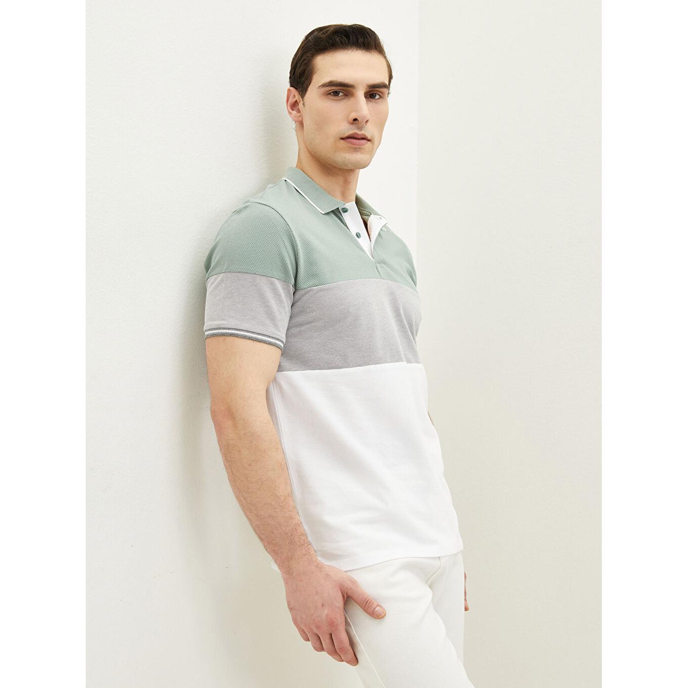 

LCW VISION Polo Collar Short Sleeve Color Block Мужская футболка зеленая
