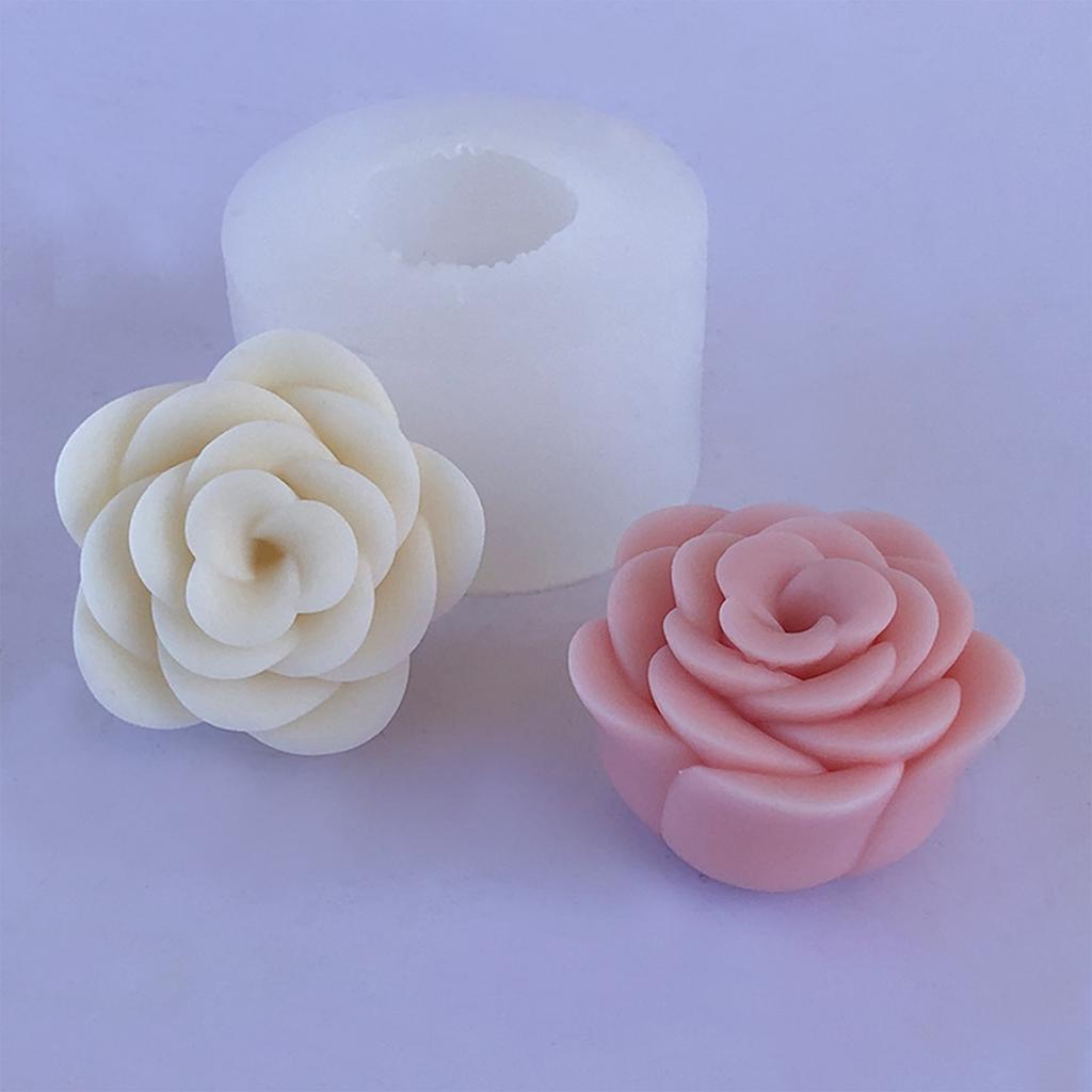 Camellia Flower Candle Mold Non Stick Easy to Demold for DIY Candle Gypsum Ornaments Home Decor Epoxy Resin Casting