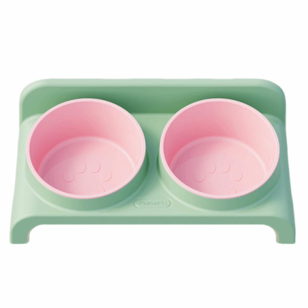 Double Bowls Elevated Pet Feeder Bowl 15 ° Slant Cat Dog Dual-use Bowl  Dog Accessories