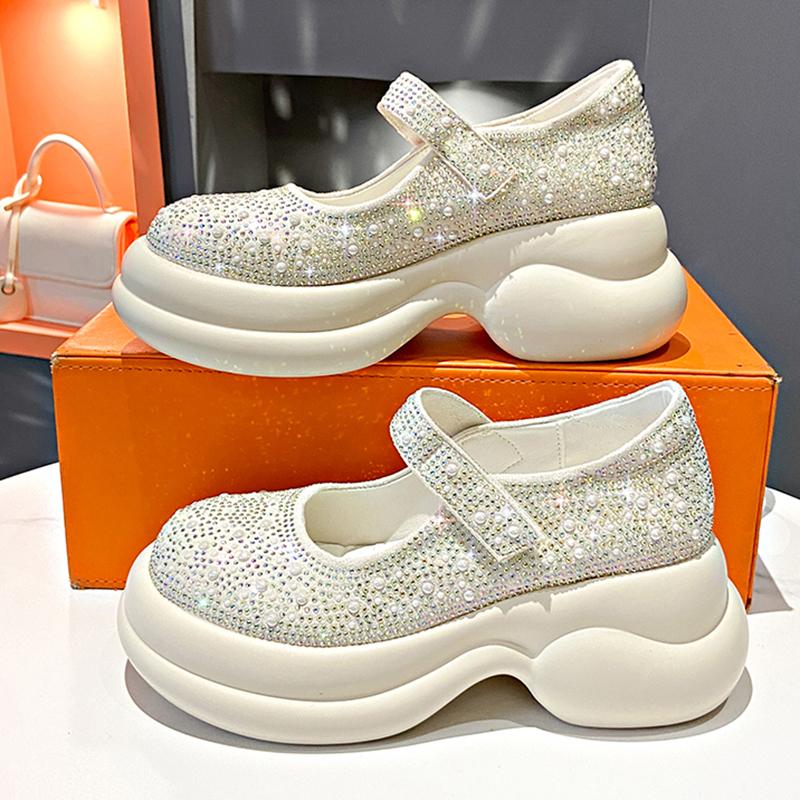 Summer New Casual Platform Sneakers Luxury Water Diamond Sandals Explosive Velcro Mary Jane Women's Shoes Designer Beach Sandals
