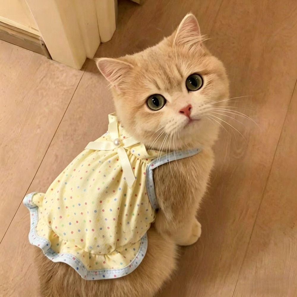Polka Dot Puppy Cat Slip Dress Breathable Cat Sleeveless Dress Corgi Teddy Clothes  Pet Supplies