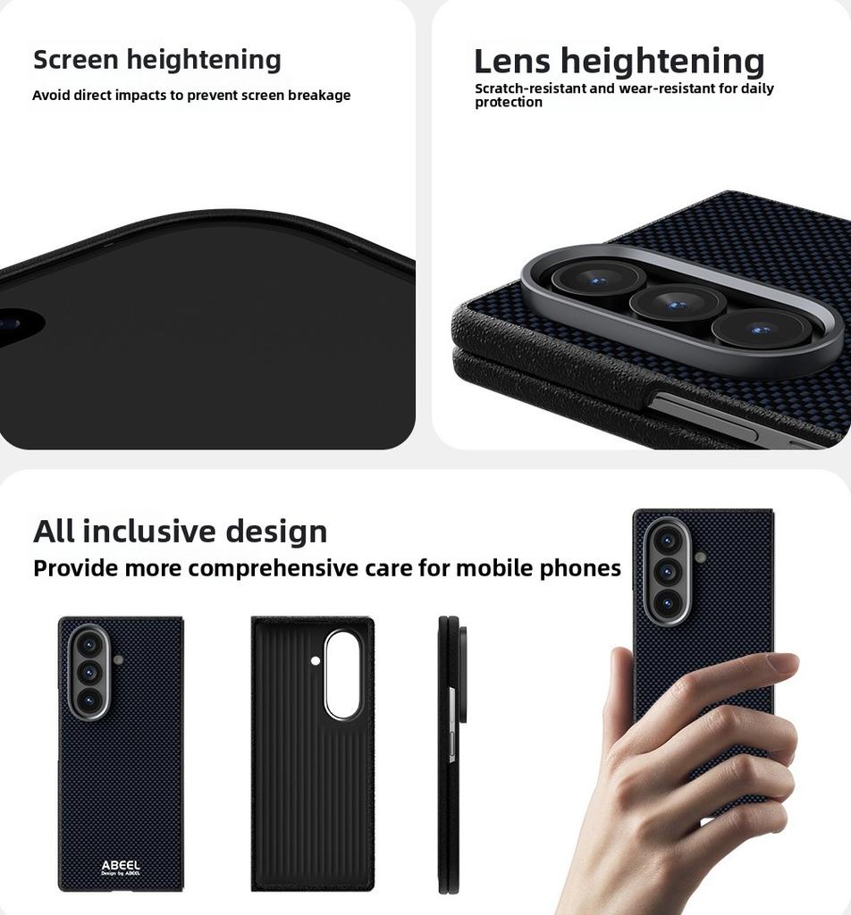 Microrelief Carbon Fiber Phone Case for Samsung Galaxy Z Fold 7 Fold6 5 W25 W26 Alloy Lens TPU+PC Cover with Invisible Magnet