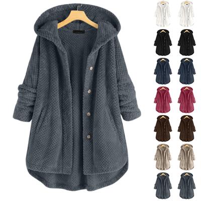 Sudadera de Felpa con Capucha y Botones para Mujer Abrigo Moderno de Largo Medio