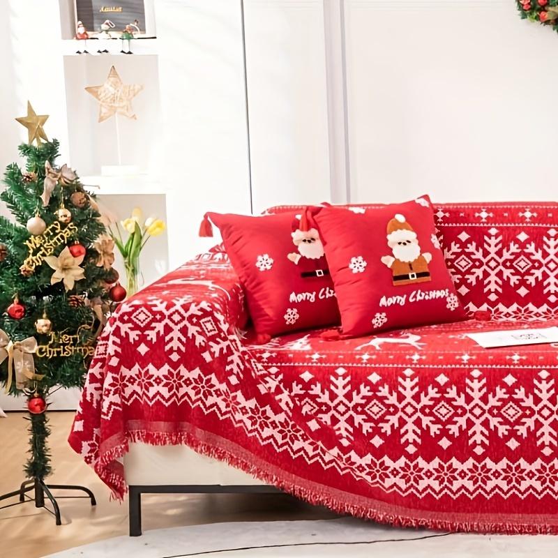 Chenille Sofa Slipcover,Christmas Pattern Sofa Cover, Couch Cover Furniture Protector for Bedroom Office Living Room Home Decor