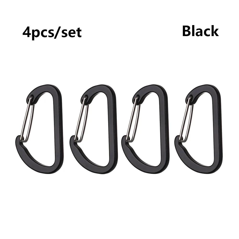 4pcs Aluminum Alloy D-Ring Keychain Carabiner Lock Buckle Hook Climbing Snap Clip High quality Fishing Tool