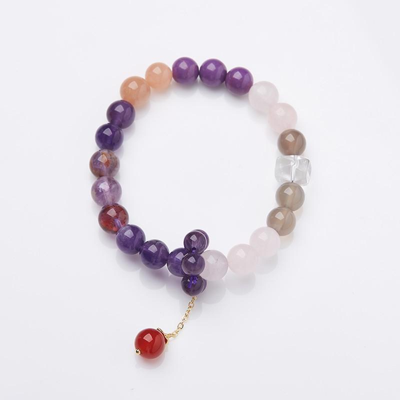 Handmade Purple Amethyst Crystal Bracelet Women With Natural Quartz Beads Boho Vintage Style