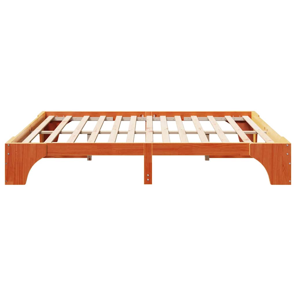 Bed Frame Wax Brown 200 x 200 cm Solid Pine Wood