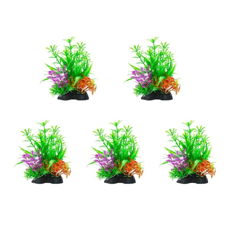 Simulation Artificial Water Plant with Base Life Like Fishtanks PVC Grass for Aquariums Underwater Landscape Plant 5PCS