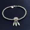 925 Sterling Silver Ball Feather Pendant Bracelet, Couple Banquet Wedding Birthday Jewelry Gift