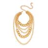 Collier Punk Géométrique Superposé Avec Chaîne Surdimensionnée Pour Femmes Et Hommes