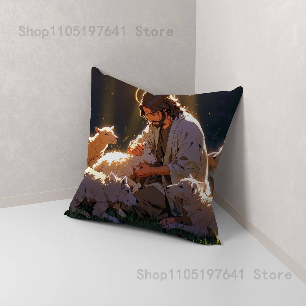 Jesus Pillow Case For Sofa Decor Car Office Room Printing Cushion Cover Decorations and Protector