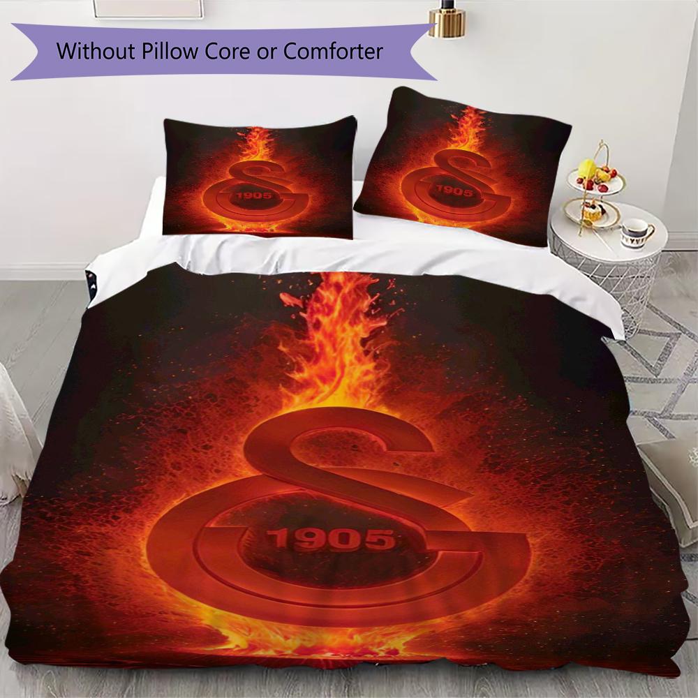 Galatasaray S.K Pattern Bedding,Quilt Set Quilt Cover Pillowcase Home Birthday Gift(1 * Duvet Cover + 2 * Pillowcase, Without Core)_lx
