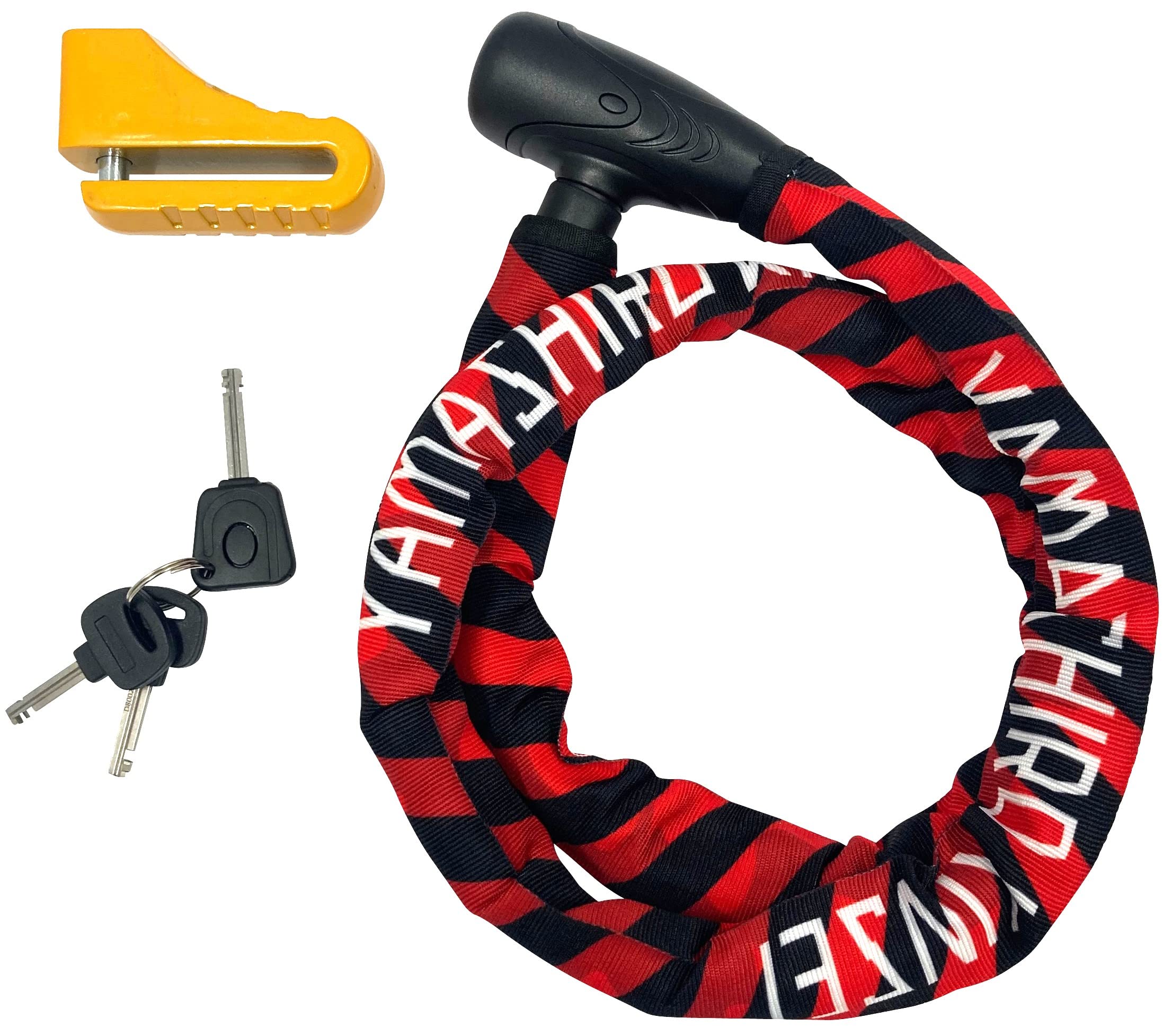 

Yamashiro Motorcycle Yamashiro Disc Lock x Steel Link Includes 3 Common Lock, YKL-002 Lock, Red, 1200mm, 2-Piece Set, Keys, YKL002SLD-1200RD