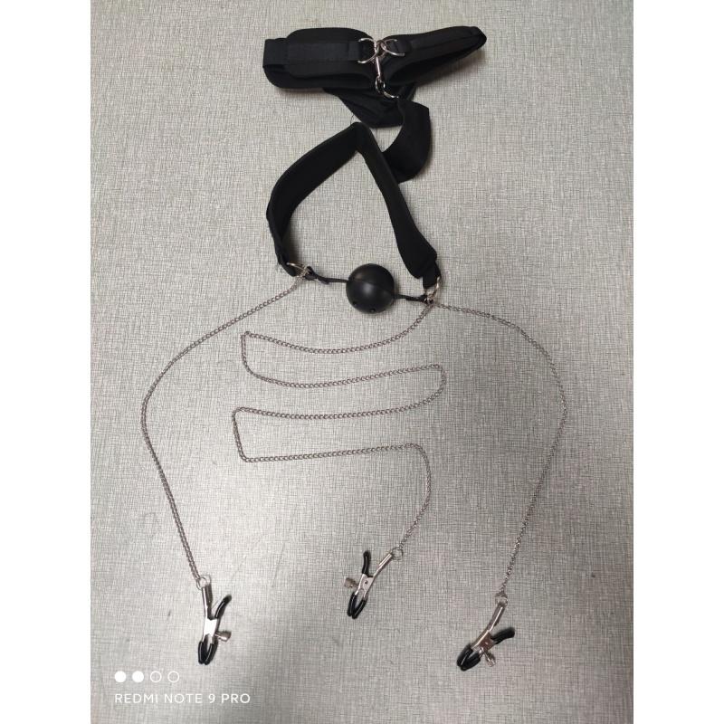 Couple Sex Adult Supplies Female Toys BDSM Props Handcuffs Reverse Back Binding Binding Training Mouth Ball Plug