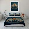 Oilers Logo On Geometric Blue Background Print Bedding Set Duvet Cover Pillowcases (1* Duvet Cover 2* Pillowcases Do Not Include Comforter)
