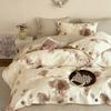 Sleep Grid 140g Thick Linen Retro Japanese Button Set Four Piece