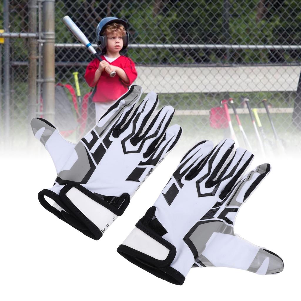 Kids Football Gloves Anti Slip Silicone Breathable Soft Elastic Adjustable Wrist White Youth Wide Re