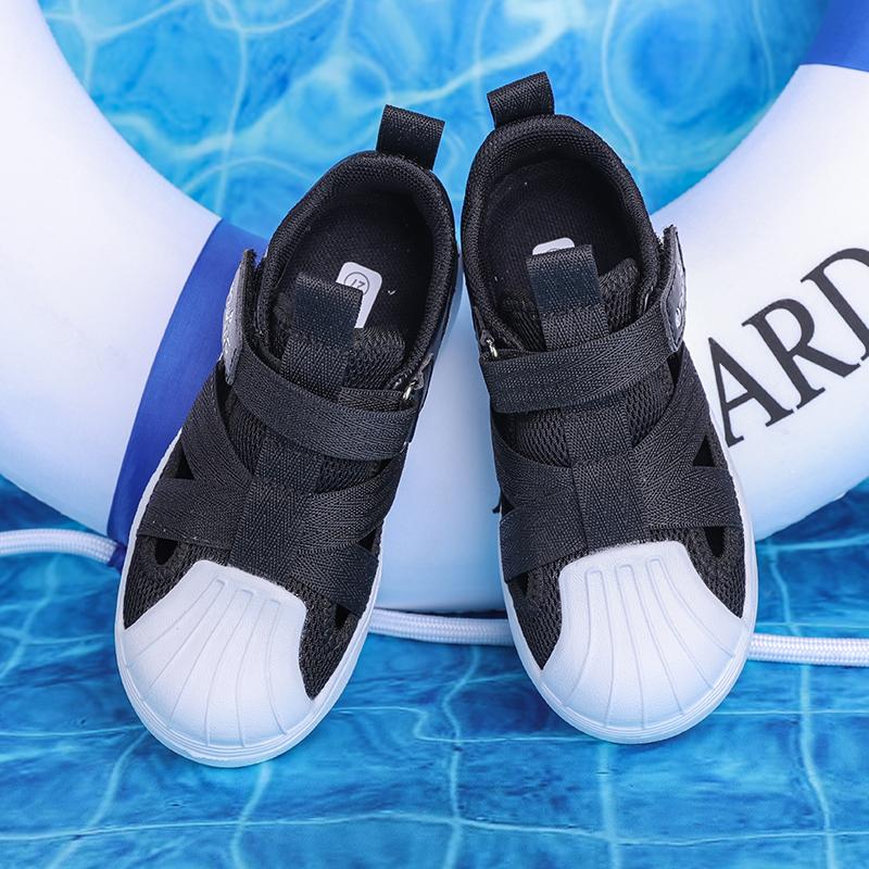 Детская летняя модная однотонная дышащая повседневная обувь на липучках для отдыха — фото 7