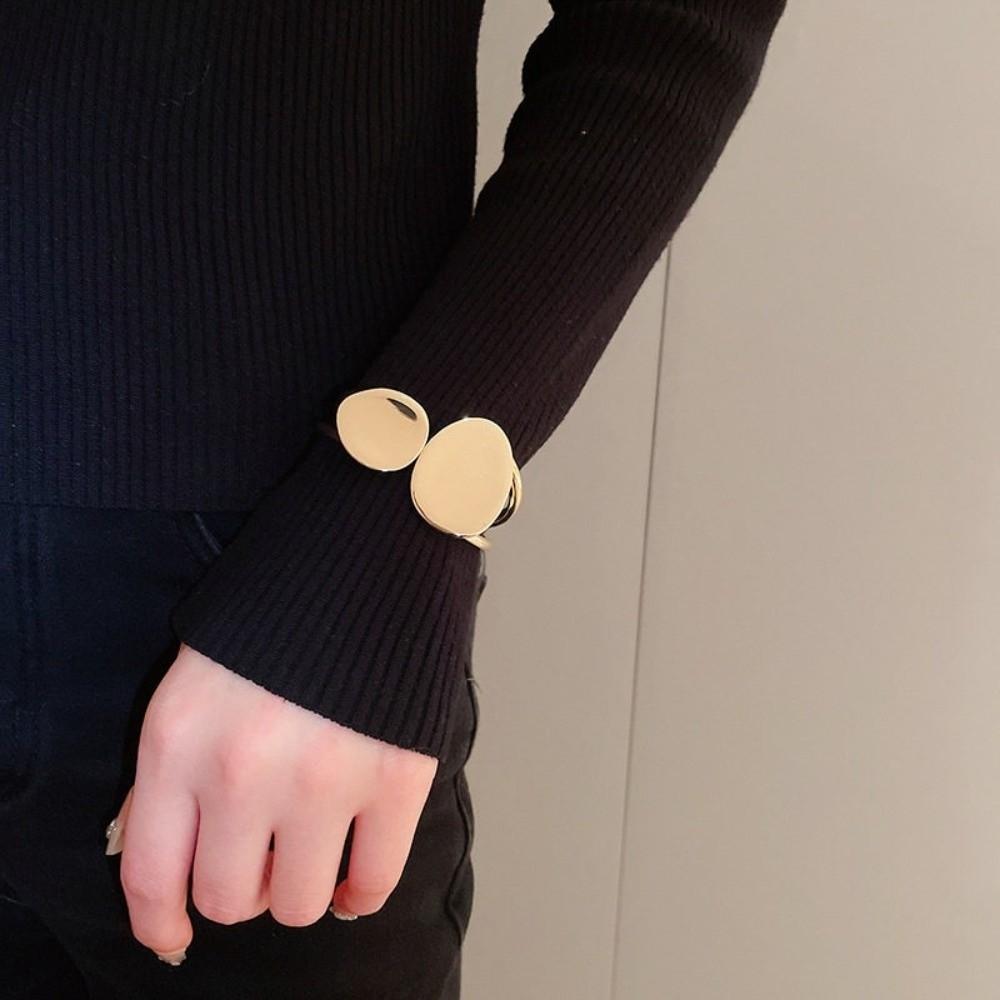 Smooth Metal Metal Bracelet Gold Color Geometric Bangle Exaggerated Punk Bangle Hip Hop Fashion