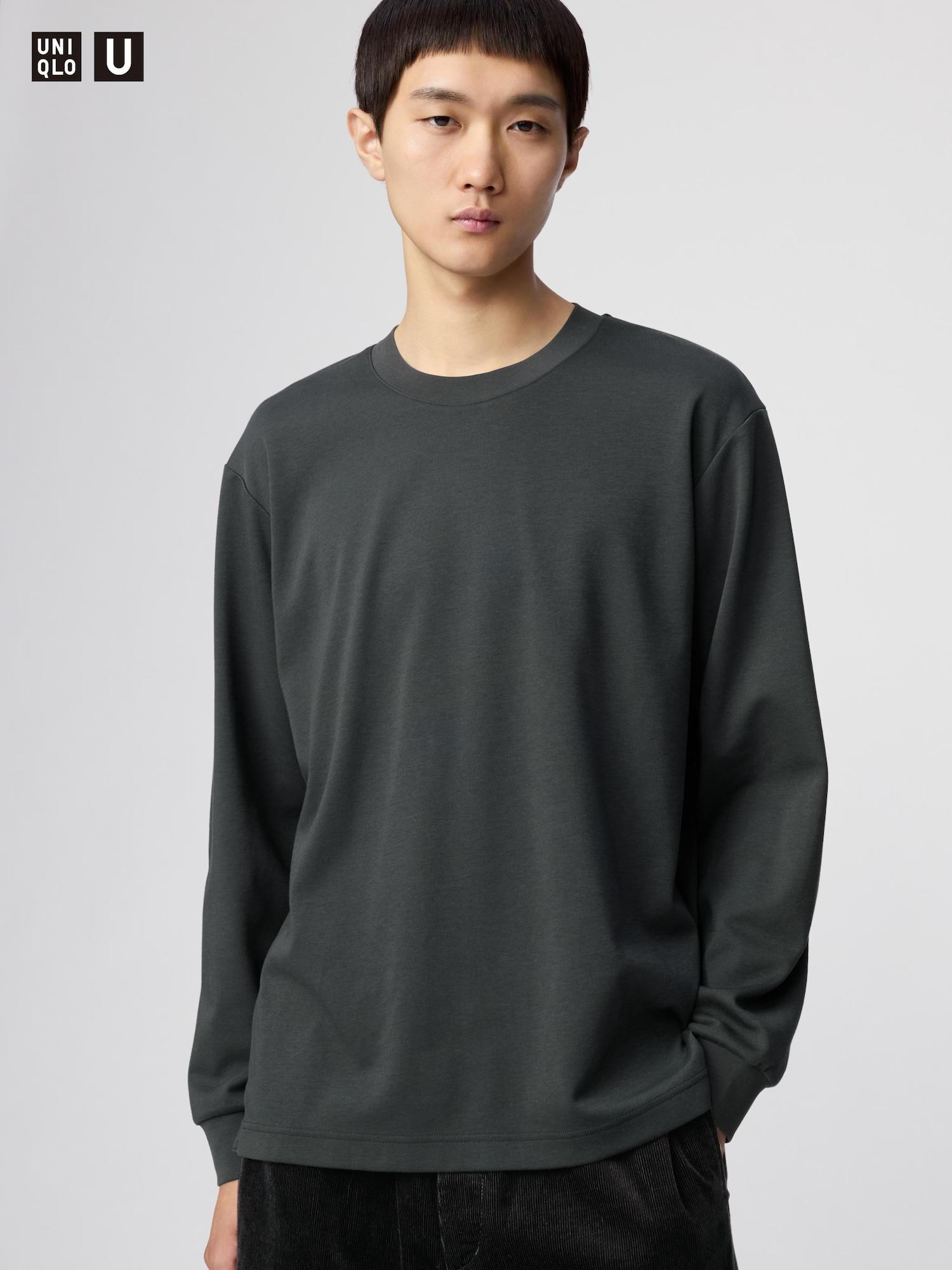 

Uniqlo Japan Air RhyThm CoTTon Crewneck T с длинным рукавом 08 DARK GRAY/XL