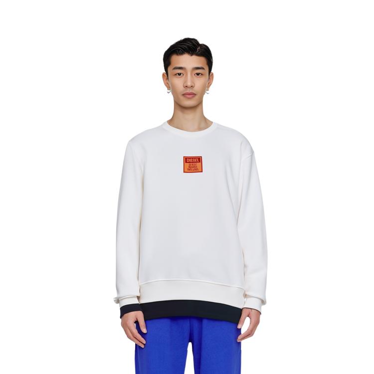 DIESEL Sweatshirts Men's White Crew Neck Moderate Regular A065610JFAV141