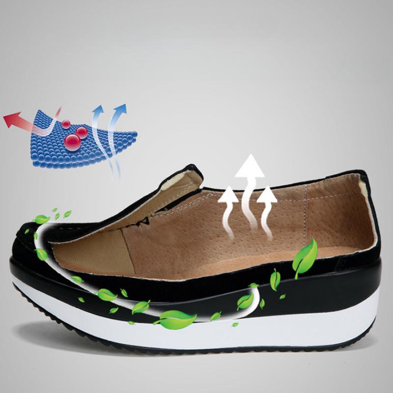 Dámské boty na platformě z kravské semiše Módní vycházkové boty typu rocker Nazouvací mokasíny Elegantní boty pro matku