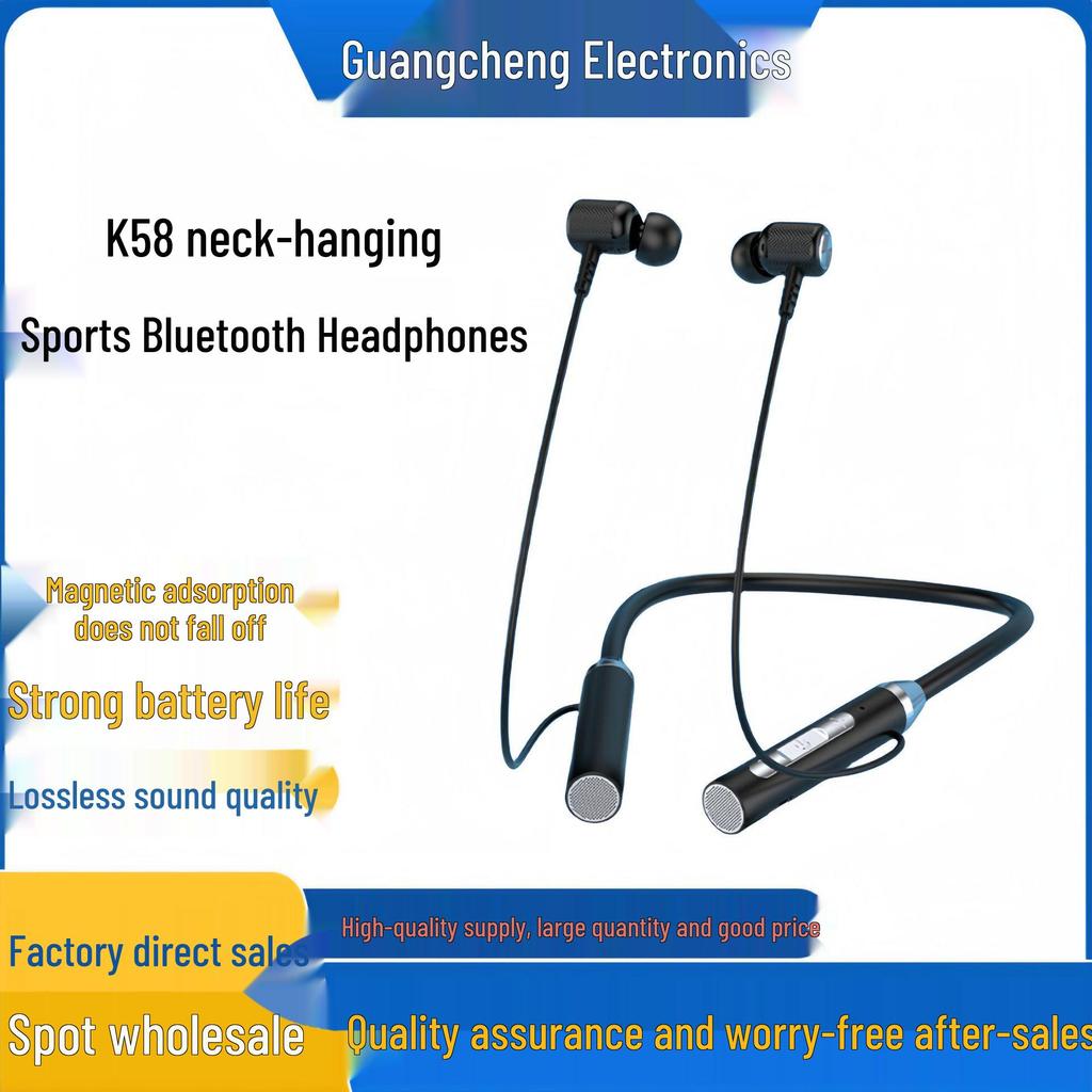 K58 Neckband Bluetooth Earphones G01: In-Ear Noise Cancelling, Great Sound, Long Battery Life for Gaming & Sports.