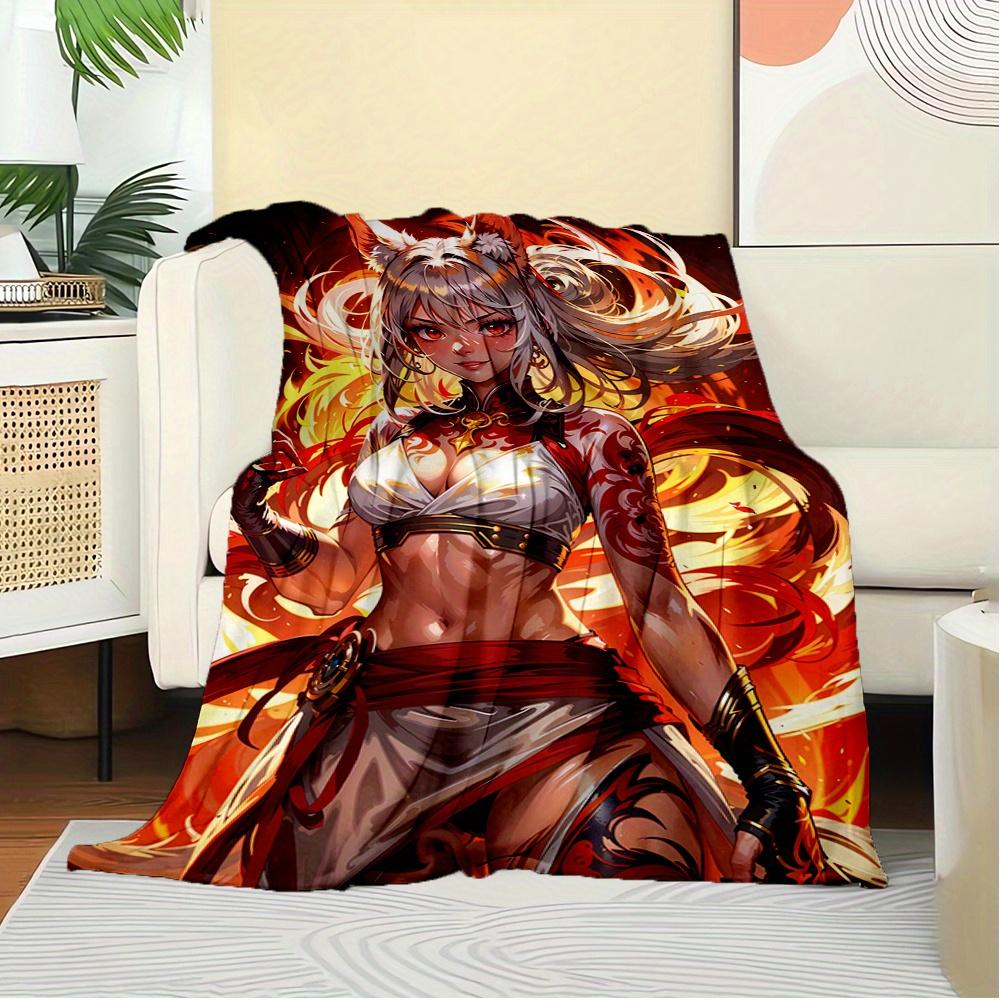 1pc Flannel Throw Blanket, Fantasy Character,Mythical Creature,Ethereal BeautyPattern Printed Blanket, Warm Cozy Soft Blanket For Couch Bed