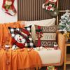 New Christmas Set Linen Pillow Plaid Snowman Print Cushion Indoor Holiday Decoration Sofa Cushion